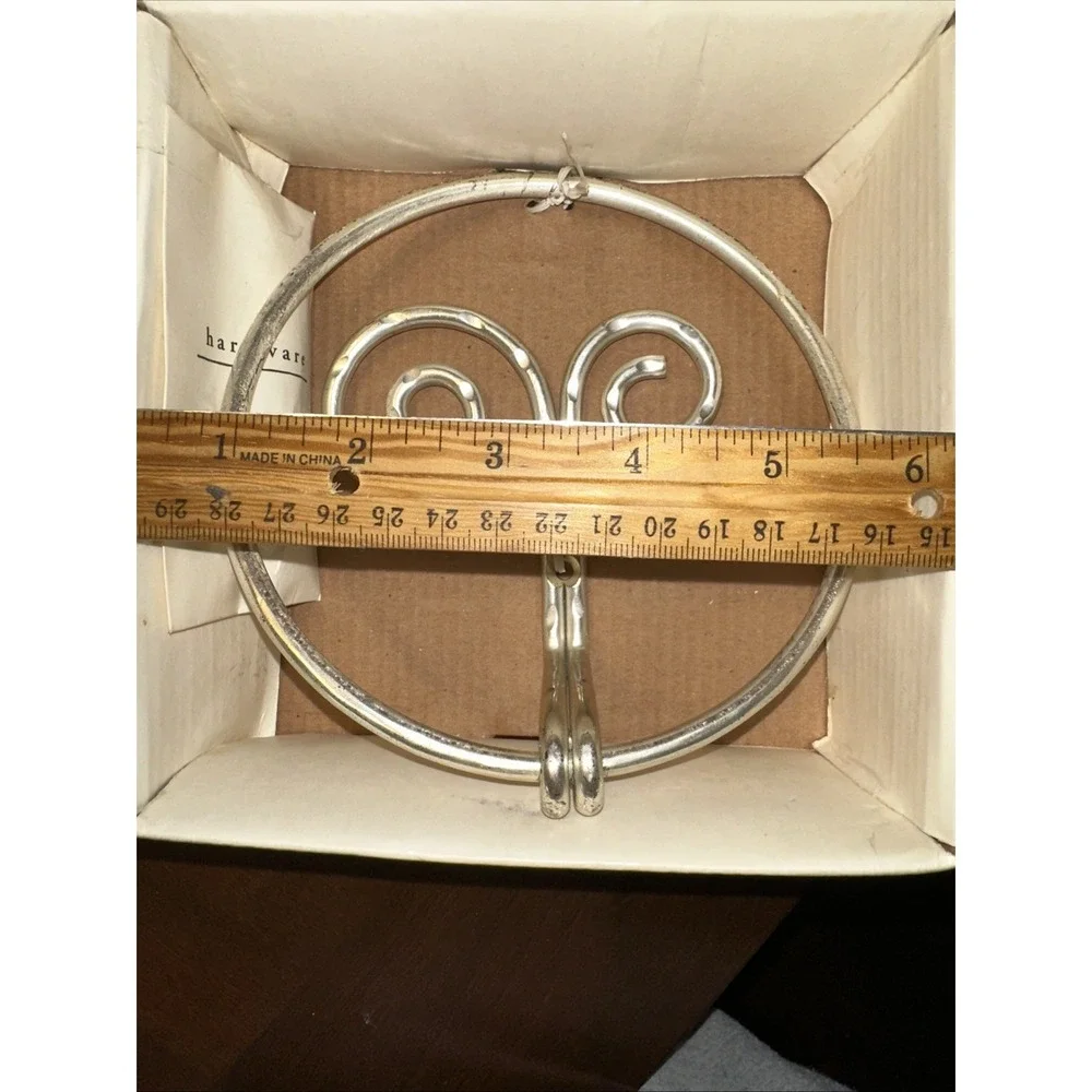Mirabel Hand Towel Ring Silver Tone Metal Round Bathroom Decor Modernist